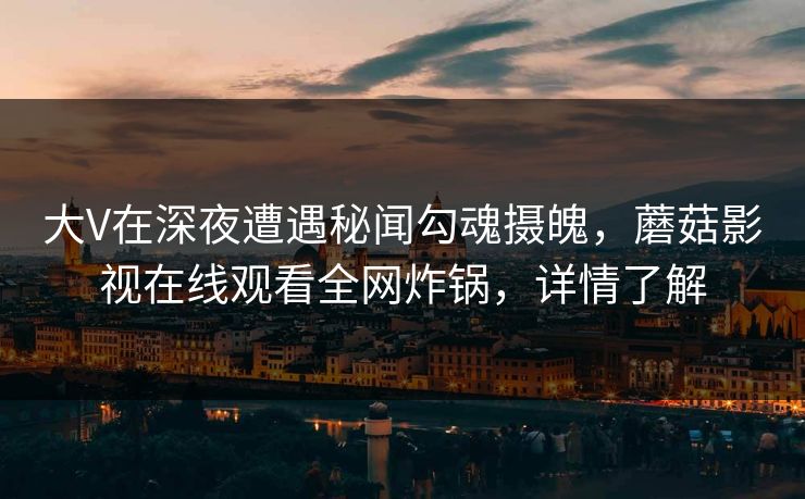 大V在深夜遭遇秘闻勾魂摄魄，蘑菇影视在线观看全网炸锅，详情了解