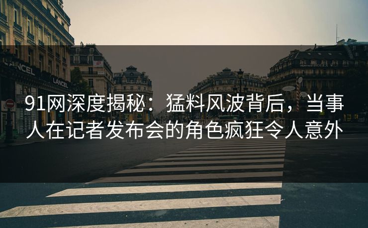 91网深度揭秘：猛料风波背后，当事人在记者发布会的角色疯狂令人意外