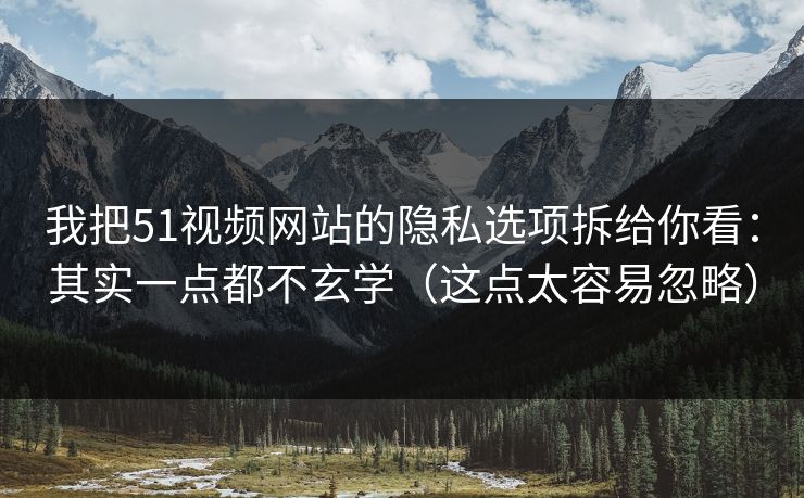 我把51视频网站的隐私选项拆给你看:其实一点都不玄学(这点太容易忽略) 我把51视频网站的隐私选项拆给你看:其实一点都不玄学(这点太容易忽略)
